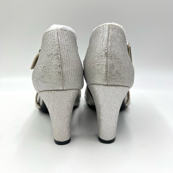 6.5W 6.5 W WIDE WIDE LifeStride Carlyle Textured Silver Block Heels Sandal Shoes - Picture 7 of 14